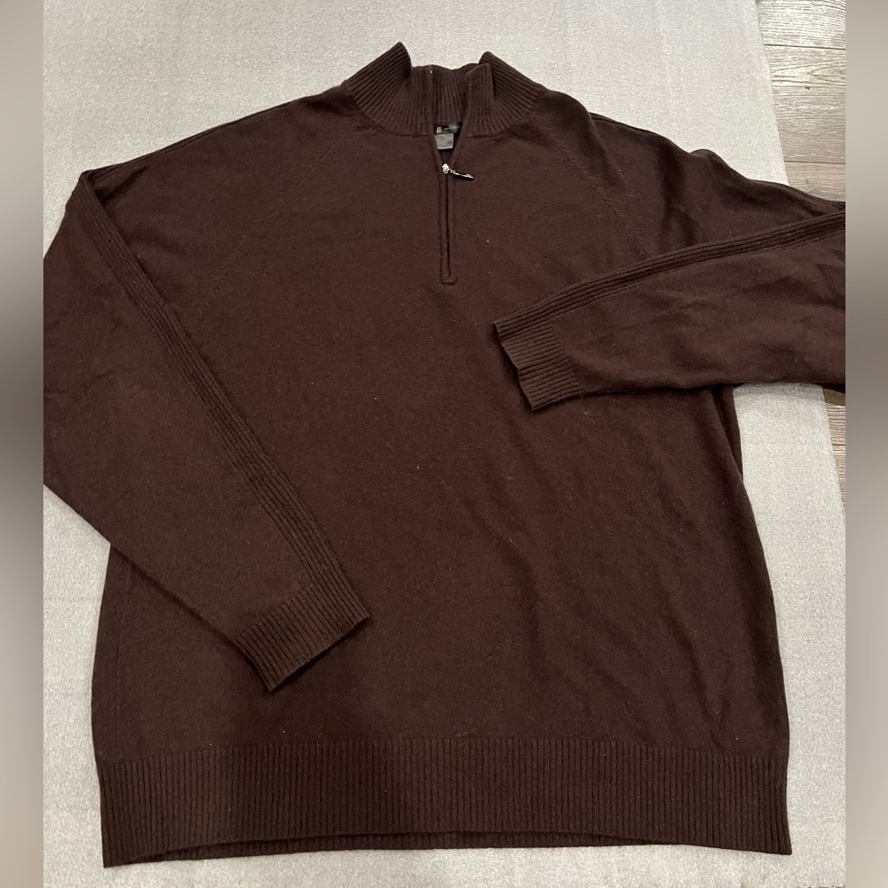 [L]Tiger Woods 100 Cashmere Men's Brown Sweater